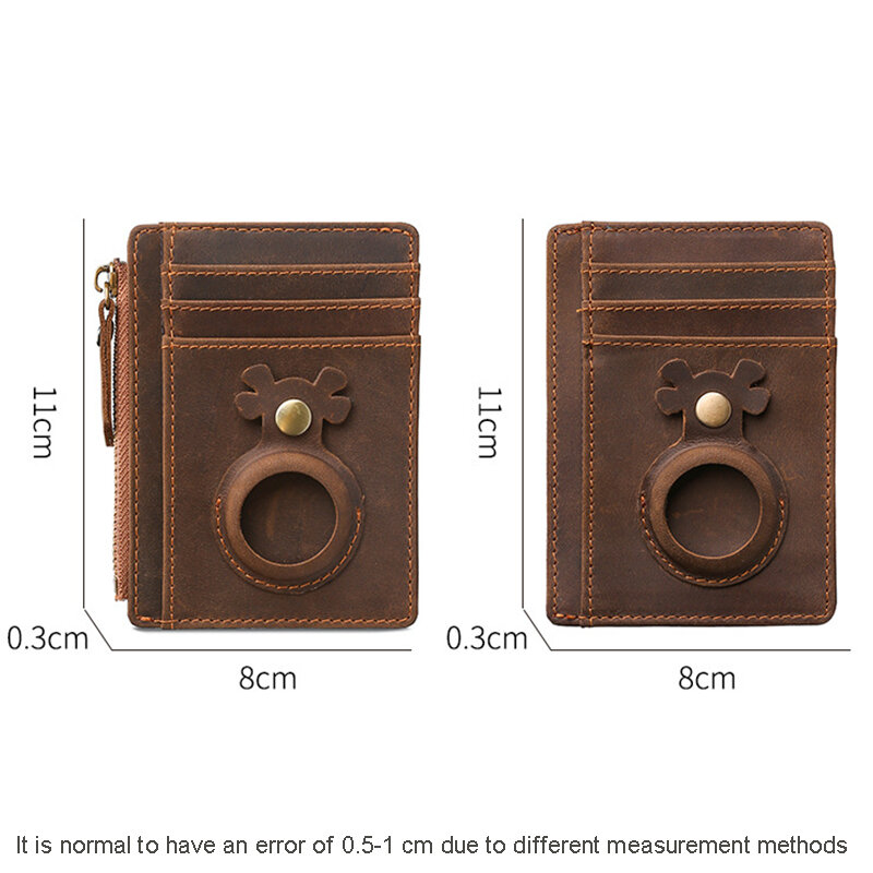 Unisex Genuine Leather Card Holder Wallet with Airtag Case Luxury Men Slim Thin Coin Purse Casual Solid Short Wallet for Women