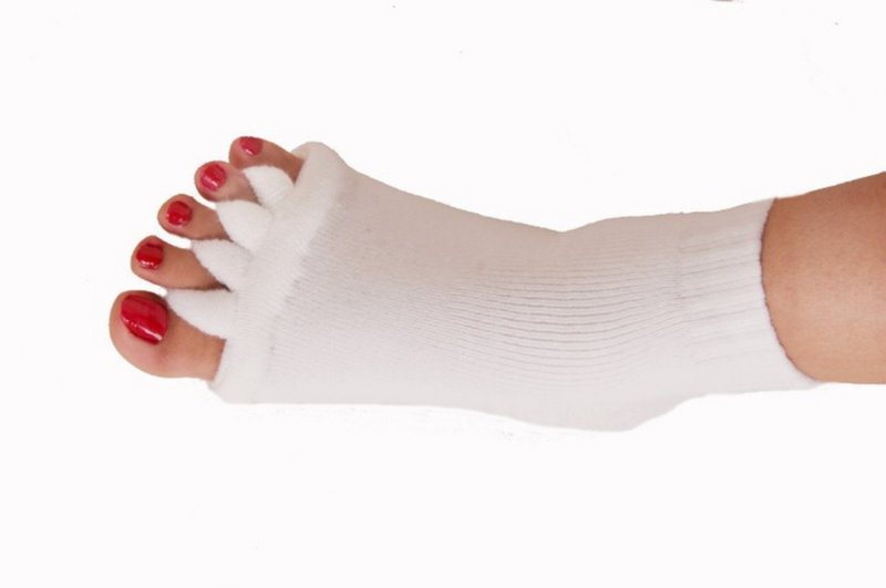 1 par de cinco dedos do pé separadores meia hallux valgus corrector joint ajustador cuidados com os pés alinhamento alisador meias