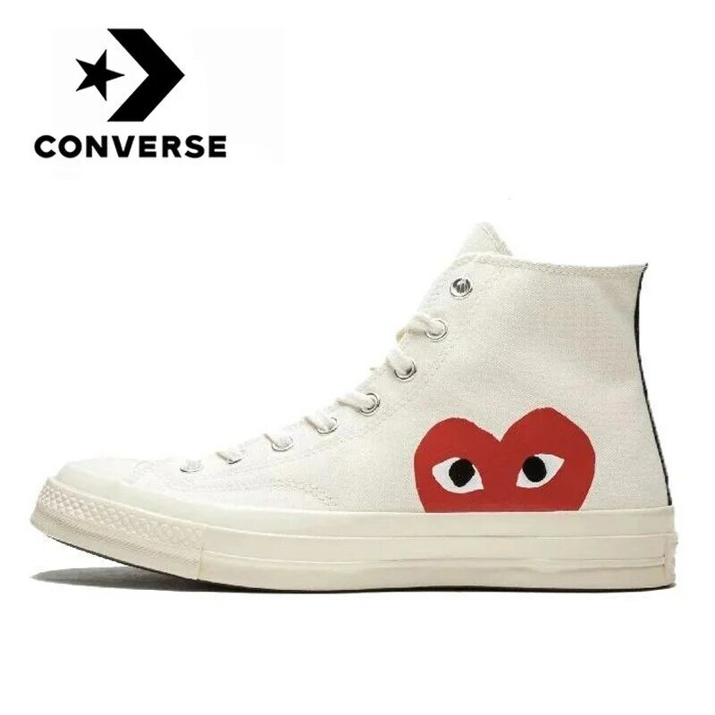 Converse – Chuck Taylor All Star 70s Hi Comme Des Garcons Play, chaussures de skateboard blanches CDG hautes, chaussures plates en toile, originales