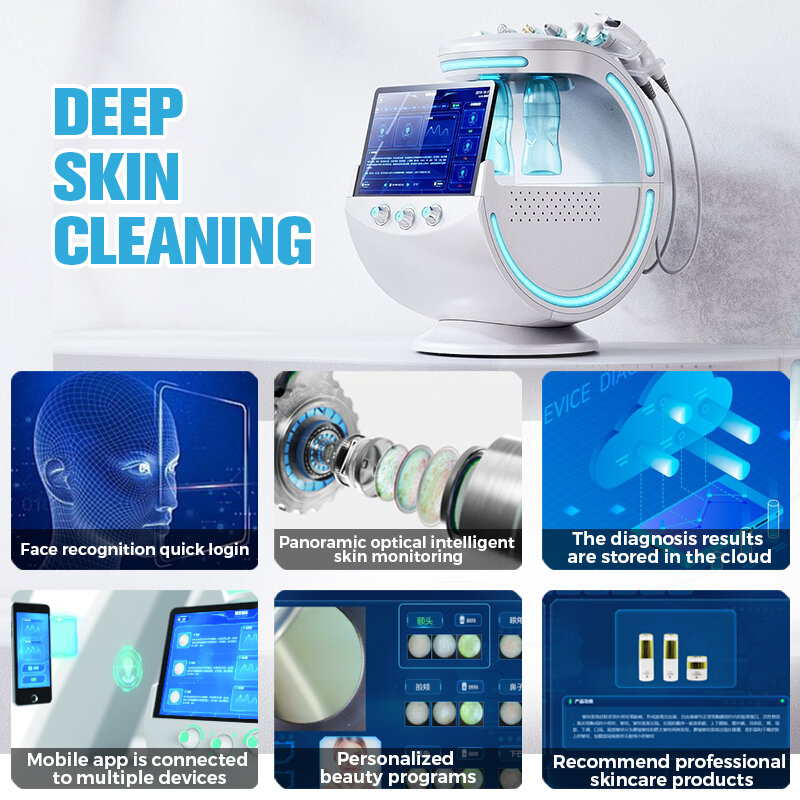 Ice Blue Magic microdermoabrasión espejo analizador de piel Oxygene máquina hidrafacial ultrasonido profesional cuidado de la piel