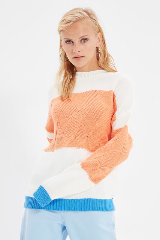 Trendyol – pull en maille avec bloc de couleur, en tricot, détaillé