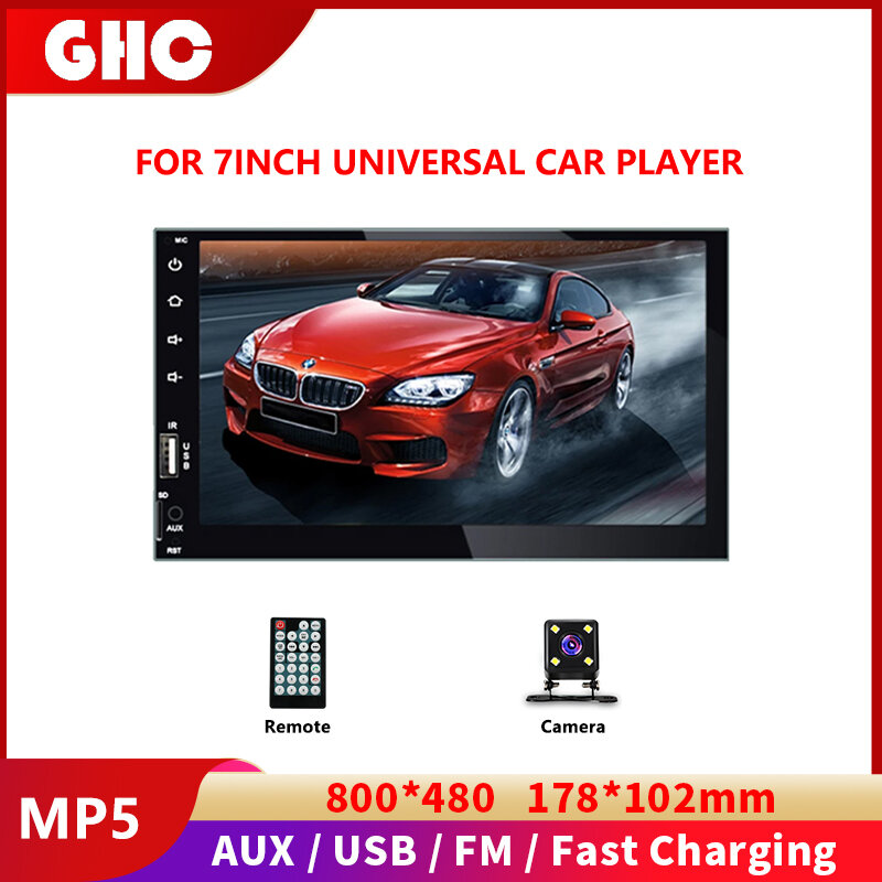 GHC – autoradio avec écran 7 ", Bluetooth, caméra, lecteur multimédia, universel, 2 Din