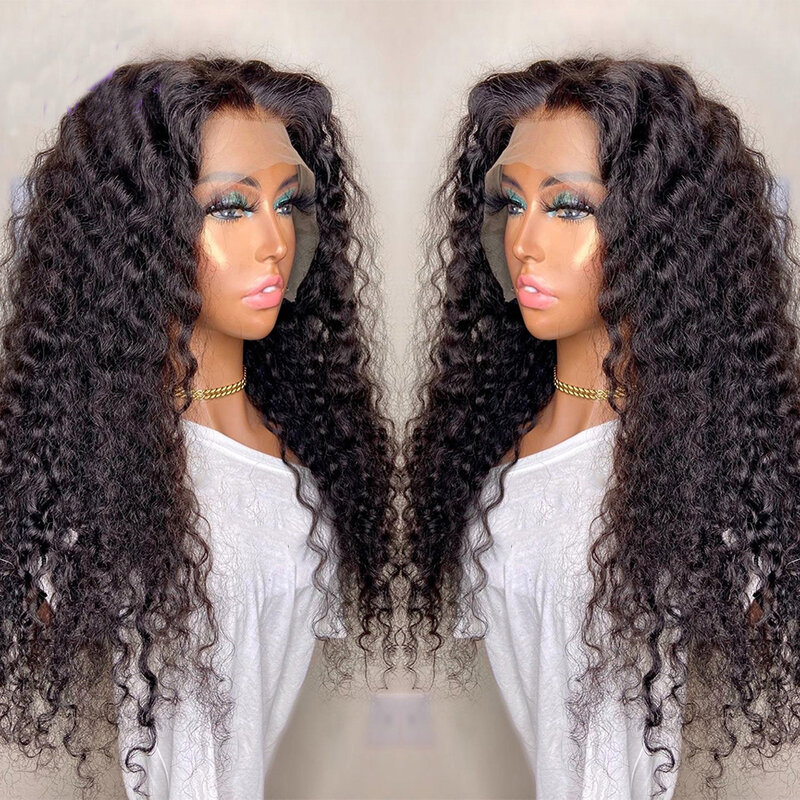 26Inch 180%Density Long Kinky Curly Synthetic Lace Front Wig For Women With Baby Hair Heat Resistant Fiber Hair Daily Wear Wig