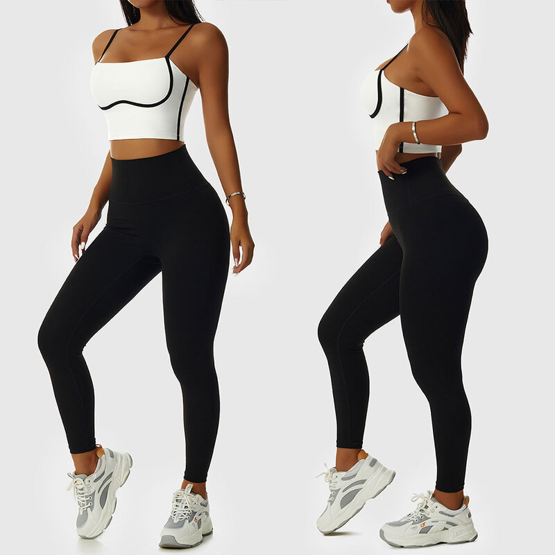 Set Yoga 2 Potong Set Gym Pakaian Wanita Cocok untuk Set Olahraga Wanita Kebugaran Bra Olahraga Legging Wanita Baju Olahraga Baju Olahraga