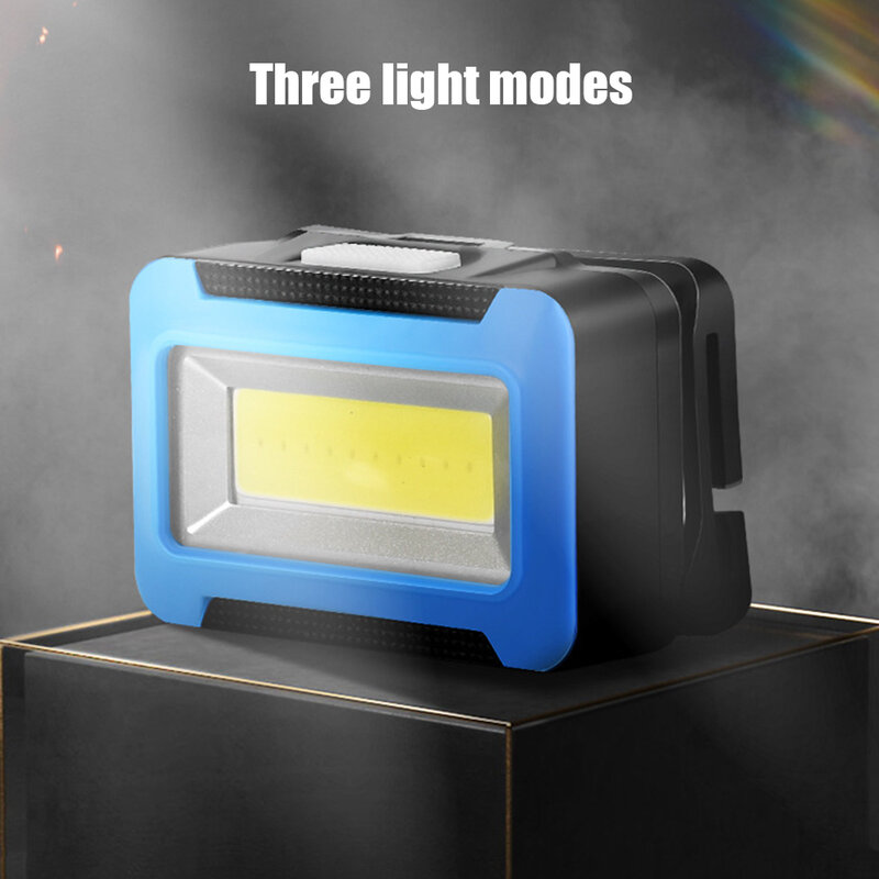 COB LED رئيس مصباح بطارية مصباح بالطاقة مقاوم للماء العمل كشافات 3 طرق المصباح الشعلة المحمولة الدورية للتخييم