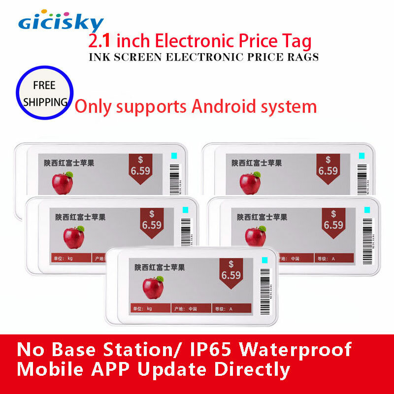 Бесплатная доставка, 5 шт., 2,1 дюйма, красный ценник Eink, Bluetooth версия, Молл, замена фона, простота в эксплуатации