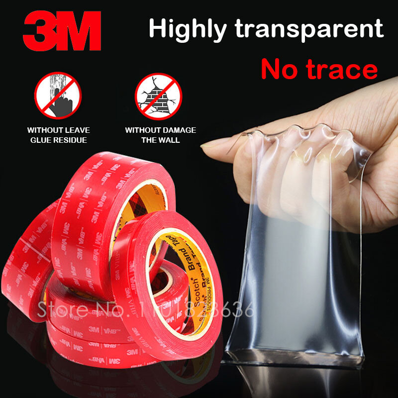 VHB-cinta de doble cara resistente al calor para coche, Nano cinta transparente resistente al calor, impermeable, para decoración especial de casa y oficina, 3M