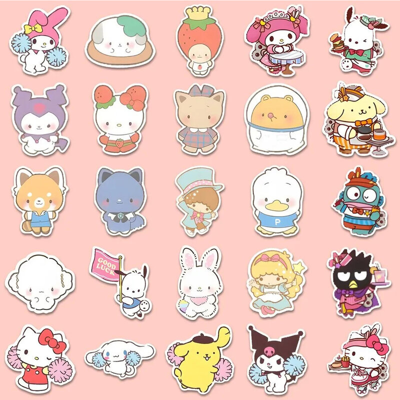 Sanrio-pegatinas de Hello Kitty Kuromi My Melody, pegatinas de dibujos animados para ordenador portátil, Notebook, teléfono, Anime Kawaii, decoración, juguetes, 10/30/48 piezas