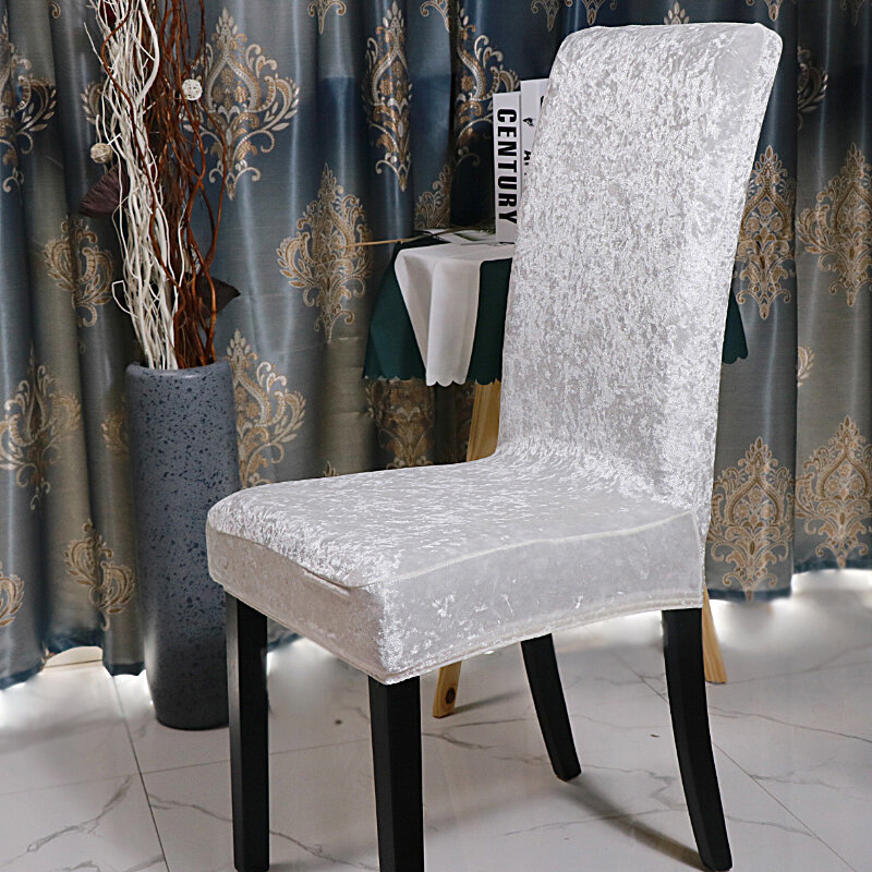 Veludo brilhante tecido barato capas de cadeira universal tamanho estiramento capas de assento caso slipcovers para sala de jantar