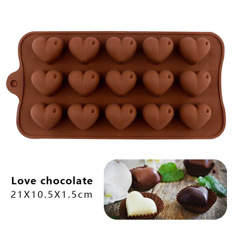 Molde de silicone com forma de folha de goma, forma para chocolate, letras e corações, para confeitaria, bolos, doces, gelo, assar, cupcake