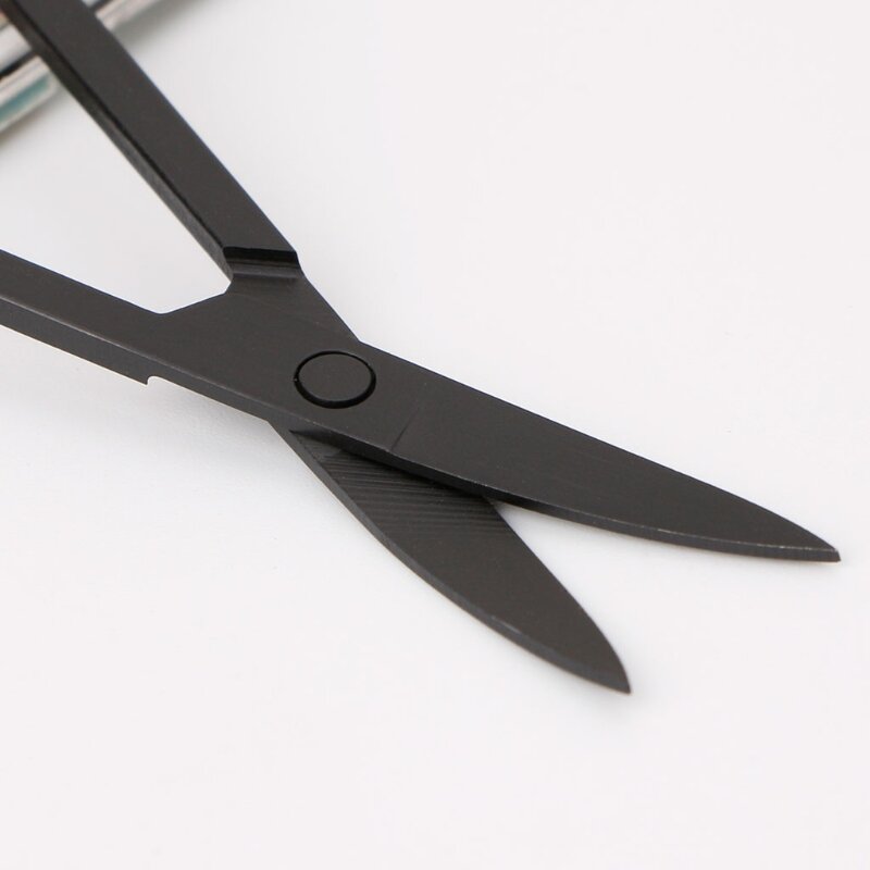 Black Professional Nail Scissor Manicure For Nails Eyebrow Nose Eyelash Cuticle Scissors Curved Pedicure Makeup Tools