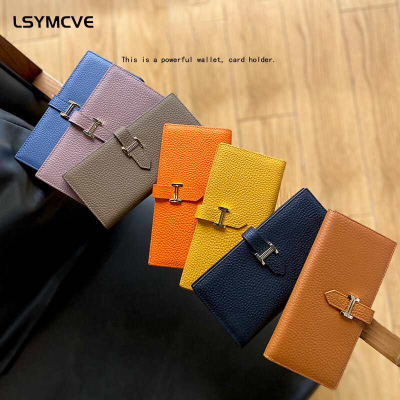 Кожаный кошелек женский длинный модный новый простой многофункциональный складной кошелек сумка дизайнерский Роскошный кошелек