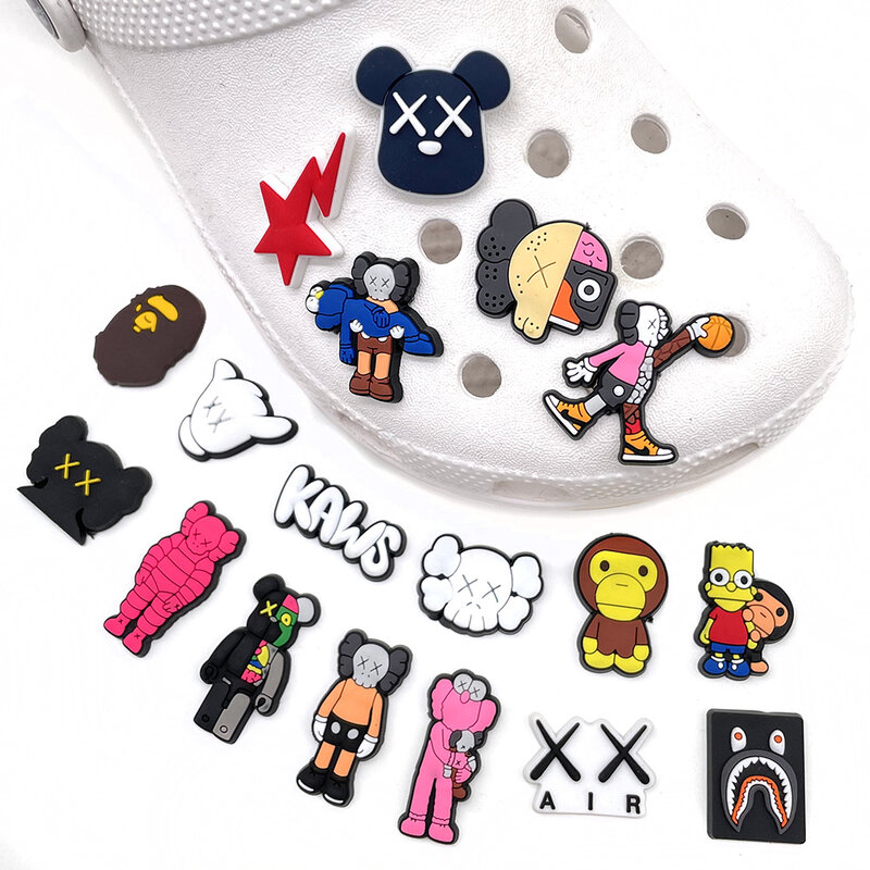 18 Pcs/set Cartoon Cute Shoe Accessories Cute DIY shoe charms Sandals PVC Croc charms JIBZ Unisex kids Gifts