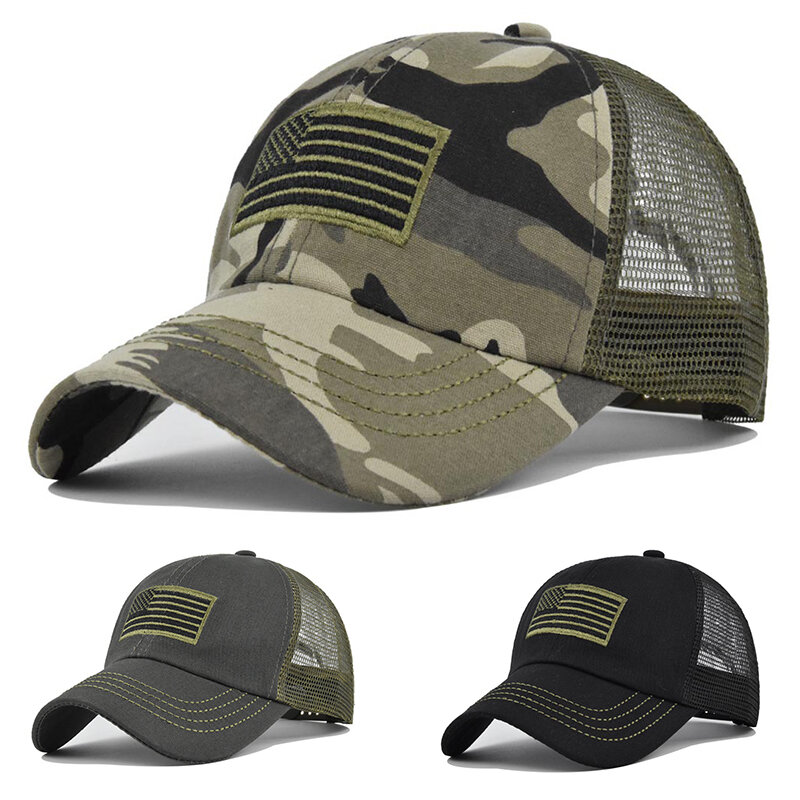 Nowi mężczyźni Mesh czapka z daszkiem mężczyźni kobiety taktyczne armia wojskowy tata kapelusz amerykańska flaga USA Unisex czapki hip-hopowe czapki sportowe na zewnątrz