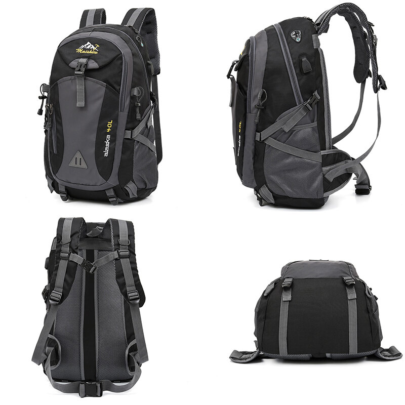 Men's Women's 40L Outdoor Backpack USB Travel Waterproof Pack Sports Bag Pack Hiking Climbing Camping Rucksack For Female Male