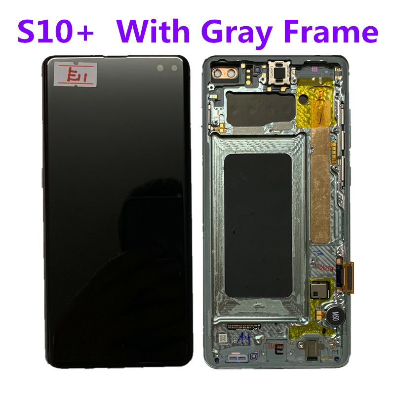 Super AMOLED Display Touch Screen สำหรับ Samsung Galaxy S10 G973F S10 + G975F S10PLUS G975U จอแสดงผล Lcd กรอบหน้าจอ