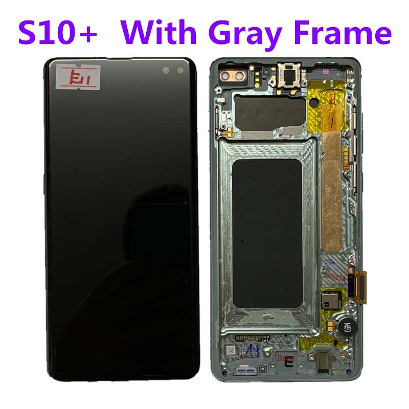 삼성 갤럭시 S10 G973F S10 + G975F S10PLUS G975U lcd 디스플레이 (프레임 스크린 포함) 용 오리지널 슈퍼 AMOLED 디스플레이 터치 스크린