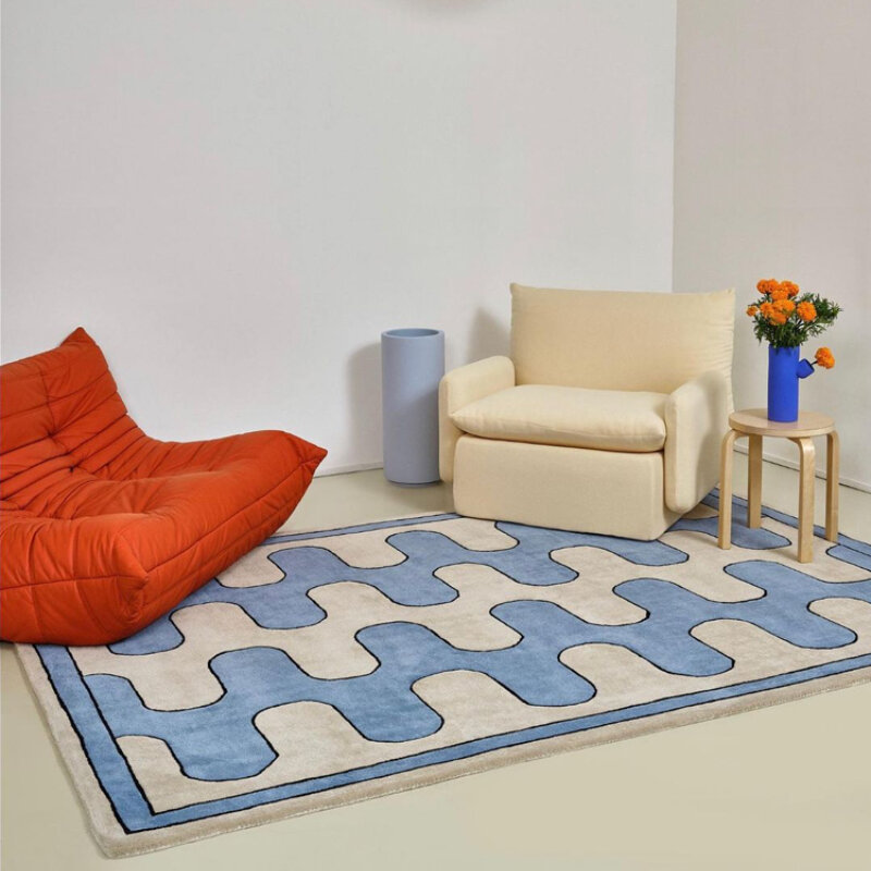 New Modern Fashion IG Living Room Rug Checkerboard Senior Bedroom Large Area Decorative Carpet Thickening Trendy Art Floor Mat