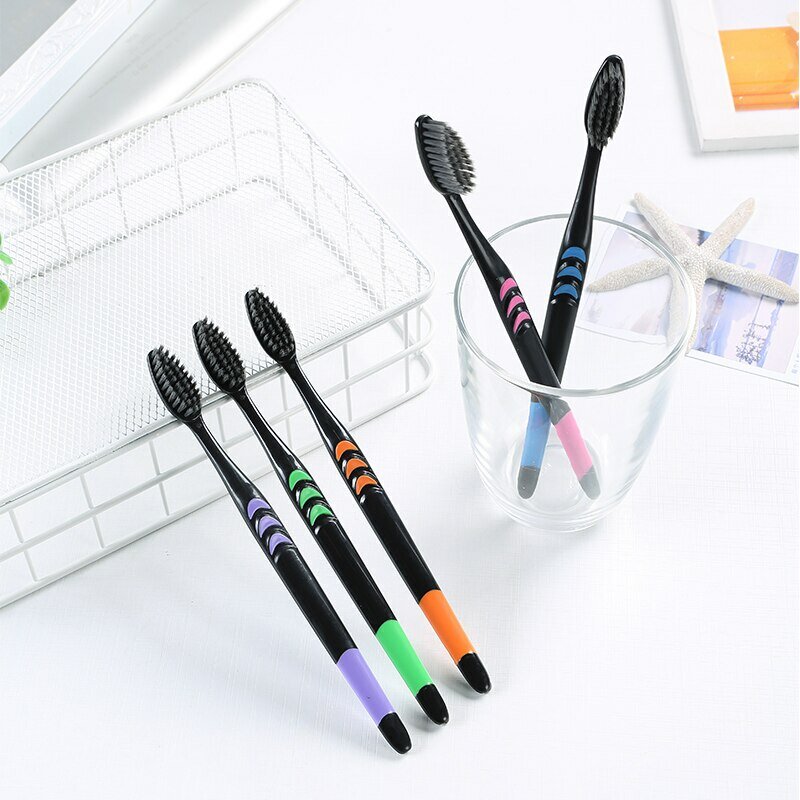 Jianpai-cepillo de dientes de cerdas suaves para adultos, cepillo de dientes de carbón de bambú para el hogar, pelo fino, antibacteriano, hombres y mujeres