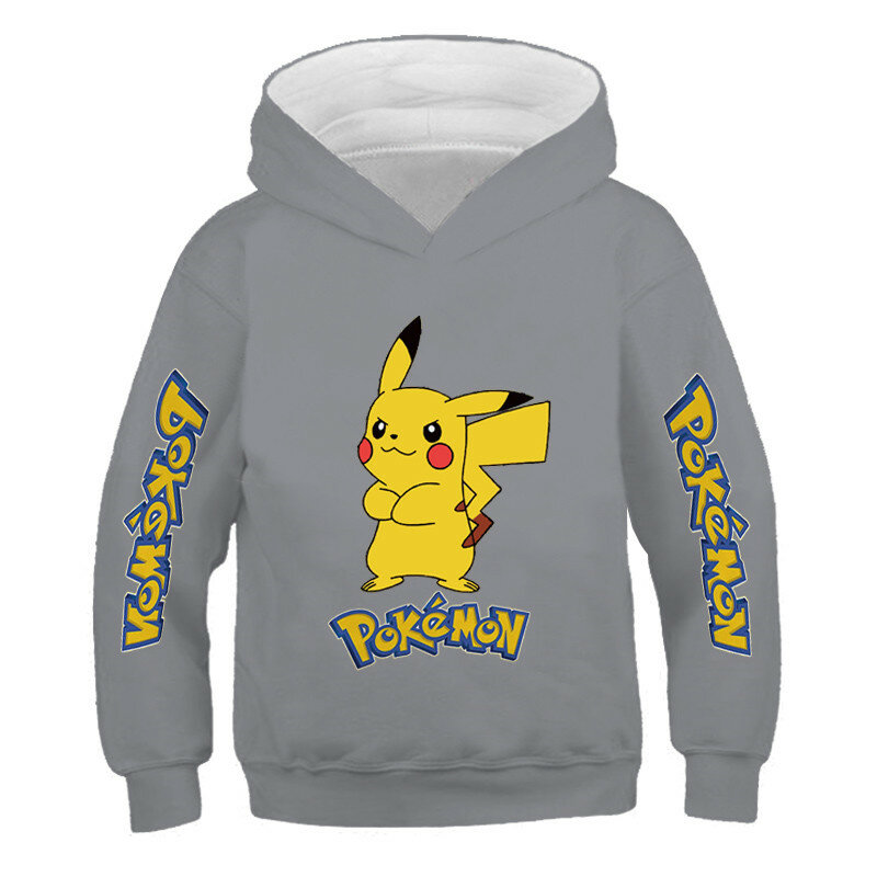 Boys And Girls Cartoon Pikachu Hoodies Kids Pokemon Print Sweatshirt For Boys Children Autumn Long Sleeve Pullover Tops Clothing