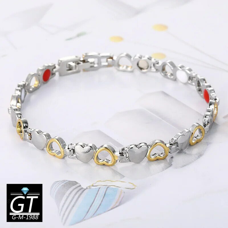 Simple Heart-shaped Titanium Steel Magnetic Therapy Bracelet Love Female Fashion Peach Heart Stainless Steel Bracelet for Women