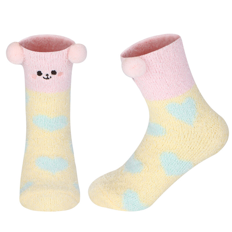 Panda Kawaii Socks Women Cute Cartoon Animal Socks Ladies Floor Slippers Winter Warm Plush Fuzzy Comfy Design Funny Sock 2022