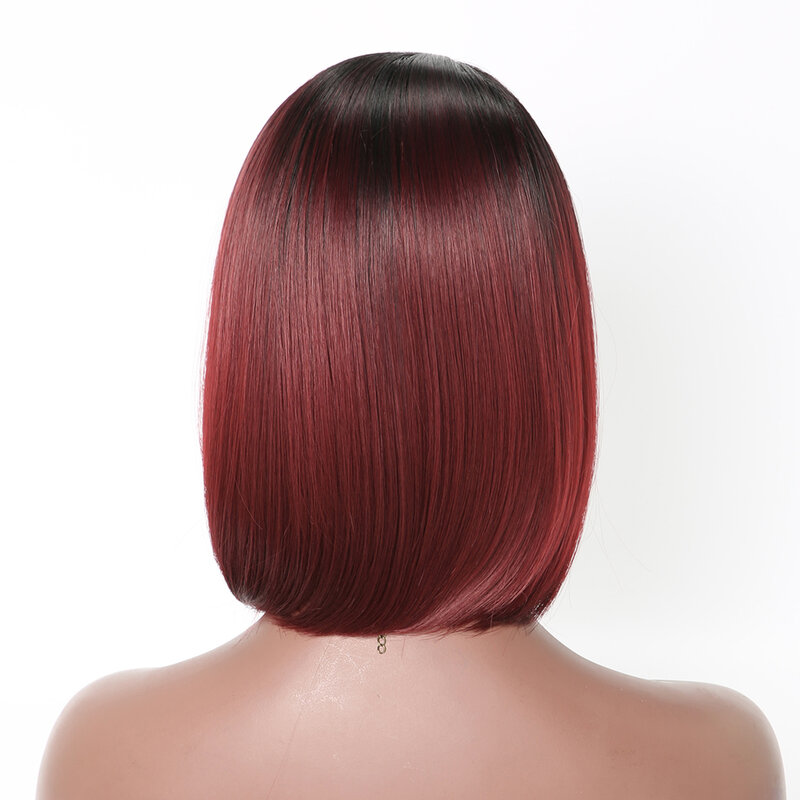 شعر مستعار قصير مستقيم بوب الاصطناعية للنساء ، مقاومة للحرارة ، أومبير الأحمر والبني ، شقراء ، الصدئ اللون الأحمر