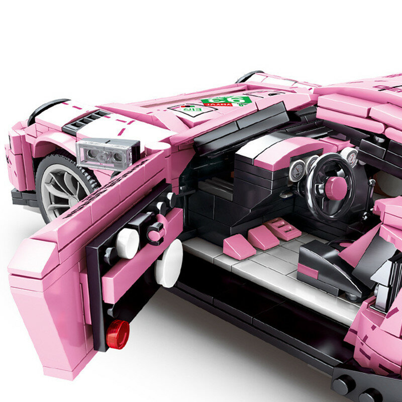 Nowy techniczny 1063 sztuk GT-3 różowy Super zabawkowe samochody wyścigowe Model klocki klocki urodziny DIY prezenty Kid