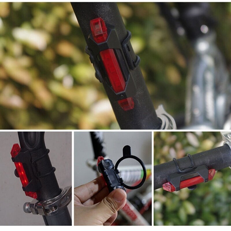 จักรยานกันน้ำด้านหลังไฟท้าย LED แบบ USB ชาร์จหรือแบตเตอรี่สไตล์จักรยานขี่จักรยานแบบพกพา