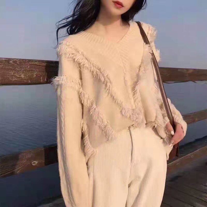 Moda nappa donna Pull maglioni 2023 nuovo stile corto maglione maglioni stile sciolto Harajuku Chic maglione corto Pullover ritorto