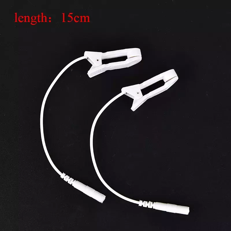 Clip para aliviar el dolor de oído, 2 piezas, Tens, 2,0mm, Pin, electrodo de pezón, Cable de conexión, ayuda para dormir para masajeadores