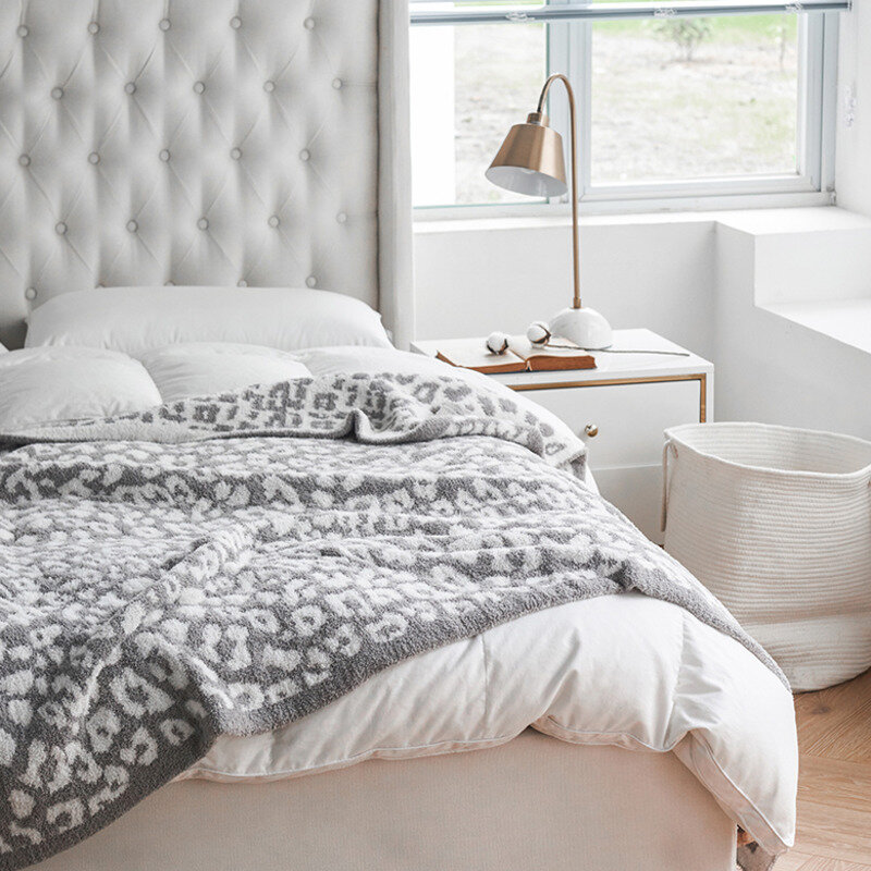 Impressão de leopardo cobertor macio de malha cobertores toalha cobertura do sofá lance cobertor flanela velo cobertura cama cobertor para decoração casa