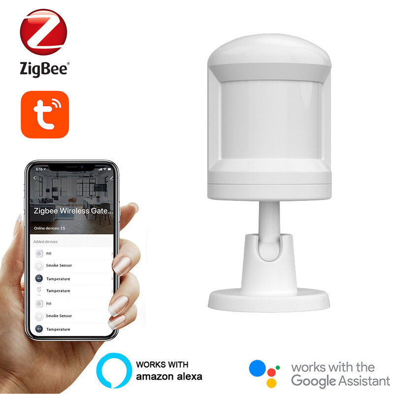 CoRui-Sensor de movimiento corporal inteligente Tuya ZigBee 3,0, Sensor PIR de detección de movimiento con soporte para el pie, Compatible con Alexa y Google Home
