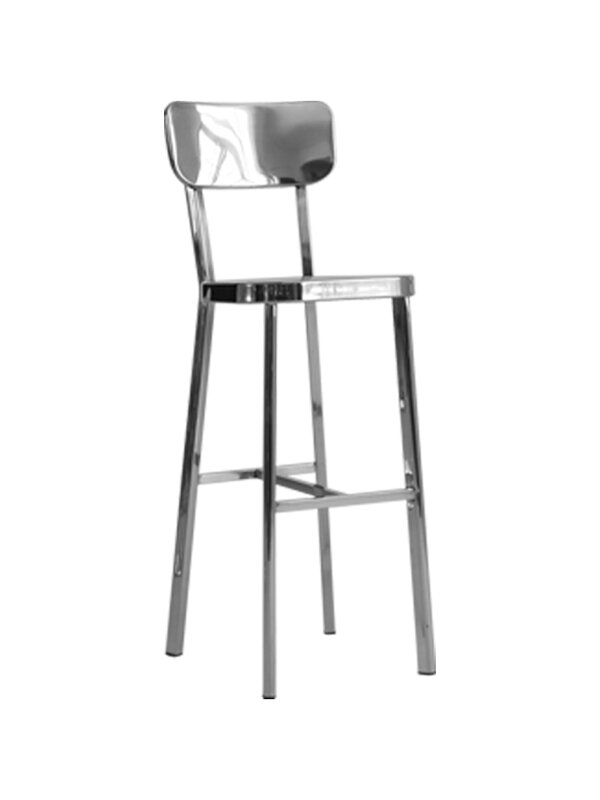 Chaise de Bar en acier inoxydable, tabouret de bar moderne et simple, chaise haute avec dossier pour l'extérieur