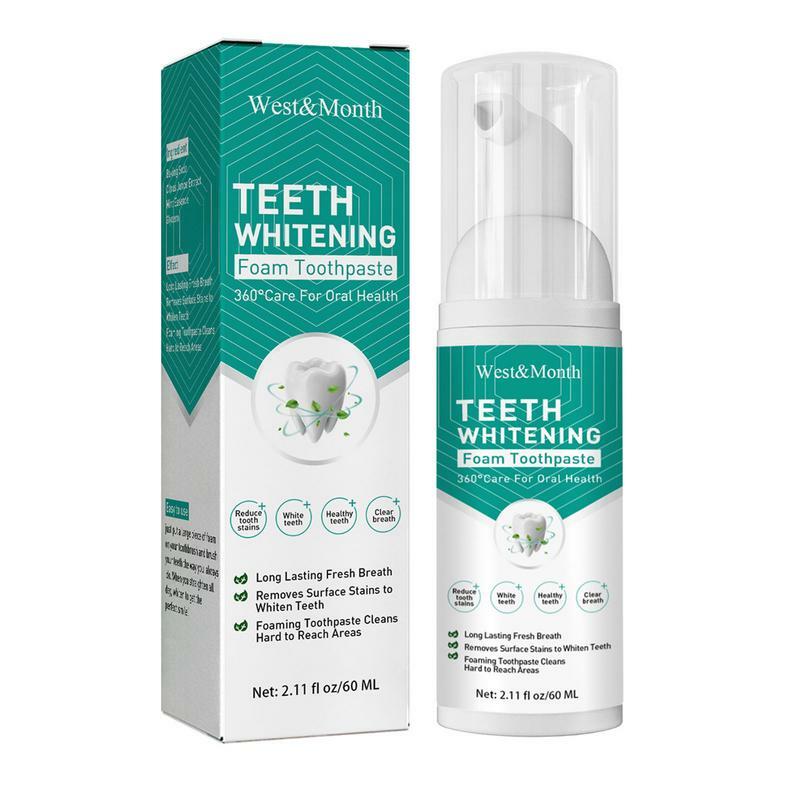Creme dental de espuma branqueador poderoso, seguro e eficaz na saúde bucal, fórmula original, sem sensibilidade, 60ml