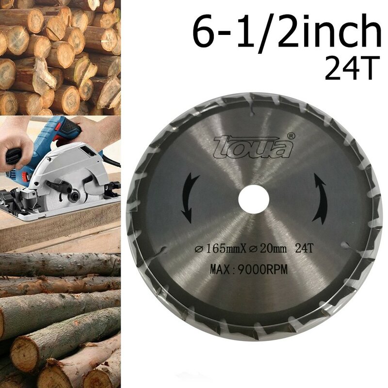 Lâmina de serra circular disco de diamante 6-1/2 polegadas 24t com dentes de uso geral para acessórios de ferramenta de madeira de corte
