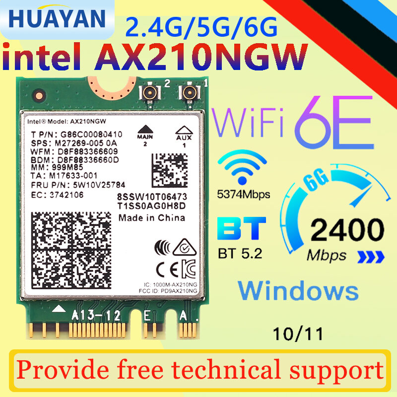 Tri band Intel AX210 AC9260 AX200 802.11AX AX210NGW 5374Mbps sem fio Wi-Fi CARD sem fio 8265 8260 7265 7260 3168 3165 3160 M. 2