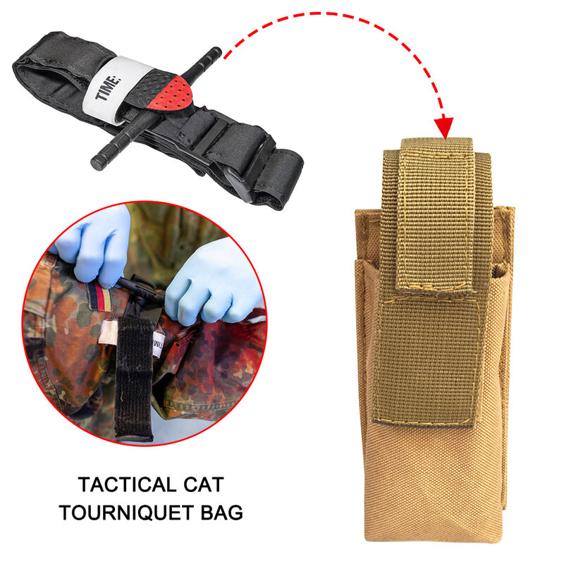 Tourniquet Molle Bag Outdoor Emergency Survival First Aid Kit Case Hunting Accessories Flashlight Holster Case