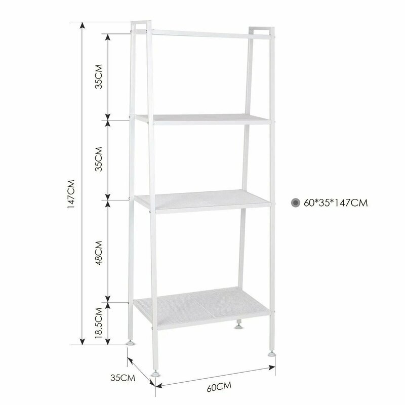 Ladder Shelf 4-Tier Bookshelf Plant Flower Stand Storage Rack Industrial Organizer Modern Shelves Shelving Bookcase Stable Metal