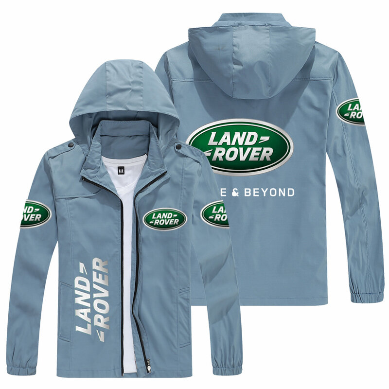 Primavera e outono land rover logotipo com capuz jaqueta masculina moda harajuku bombardeiro jaqueta casual blusão ao ar livre