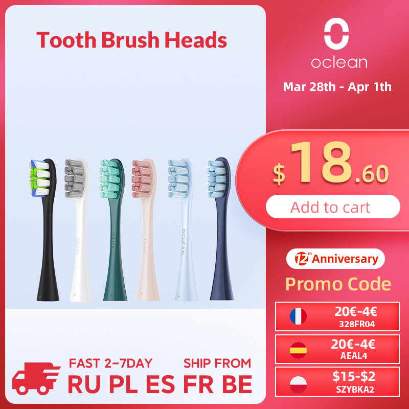 Oclean x pro elite/x pro/f1/air2/folw/z1 4 cabeças de escova de dentes de substituição dos pces para cabeças de escova de dentes de limpeza profunda elétrica