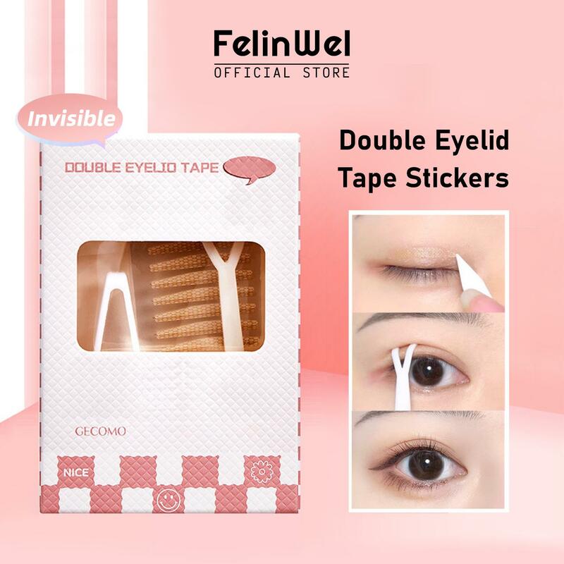 FelinWel - Invisible Double Eyelid Tape Stickers, Eyelid Tape for Hooded Eye Tapes (with Fork Rods and Tweezers)