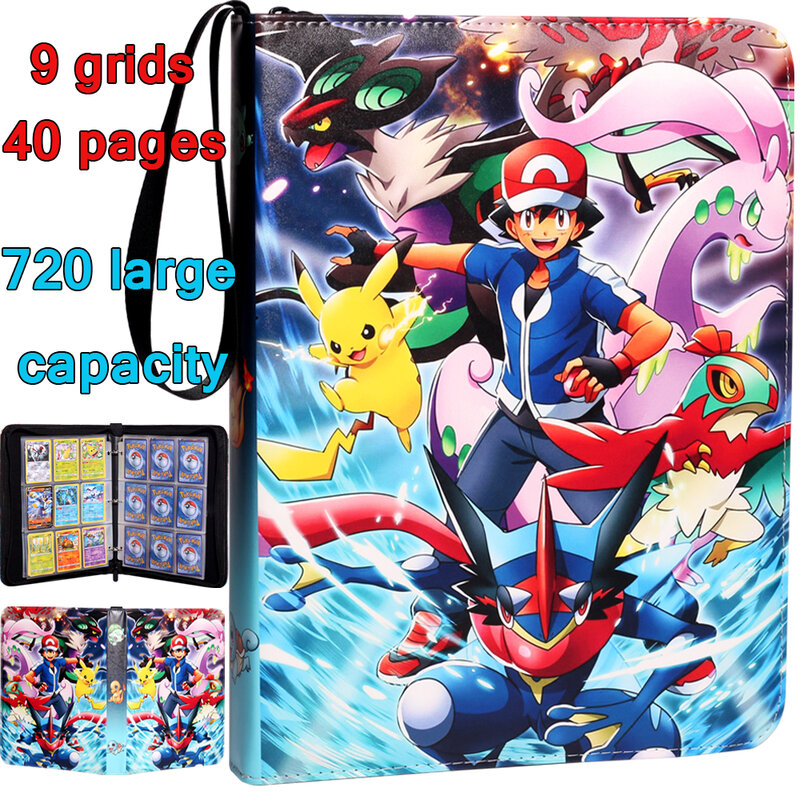 Juego de cartas de Pokémon para niños, juego de cartas coleccionables con soporte de 400 piezas, álbum de colección