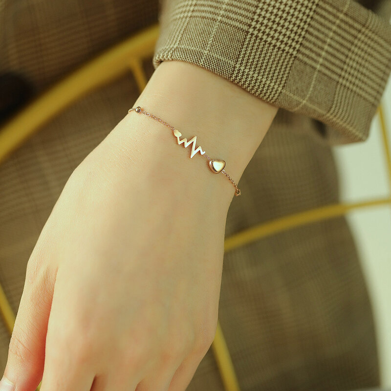 Japan and South Korea Style Small Fresh ECG Titanium Steel Bracelet Komori Series Love Hand Ornaments for Best Friend/Girlfriend