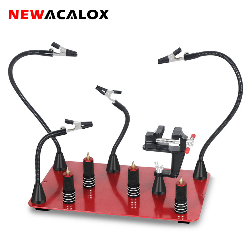 NEWACALOX Magnetic PCB Circuit Board Holder Fixture Soldering HelpingThird Hands Flexible  Arms Welding Workbench Repairing Tool