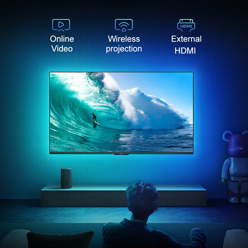 Светодиодная лента Xiaomi RGB, гибкая лампа с изменением цвета и синхронизацией музыки, для подсветки телевизора, рабочего стола, работы с прило...