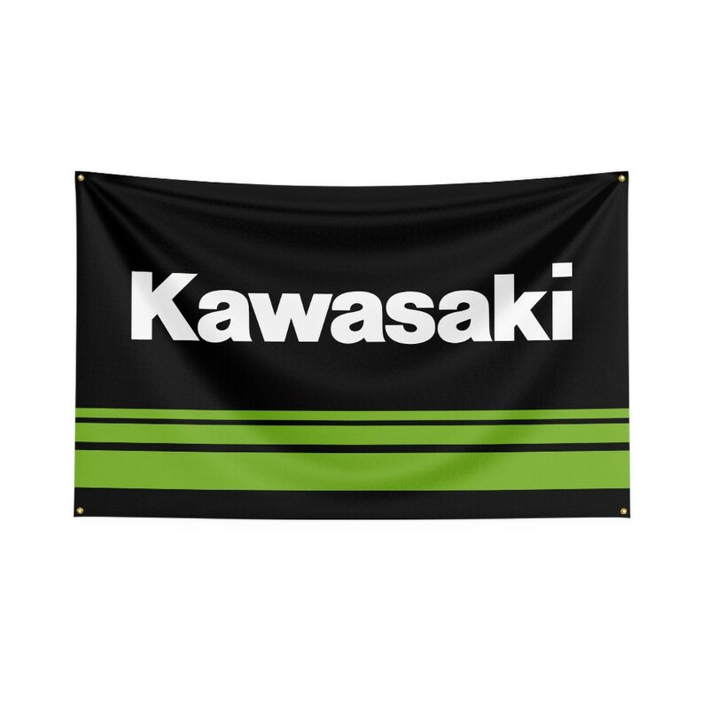 3x5 Ft Kawasaki motocykl flaga poliester cyfrowy drukowane wyścigi Banner dla Moto Club