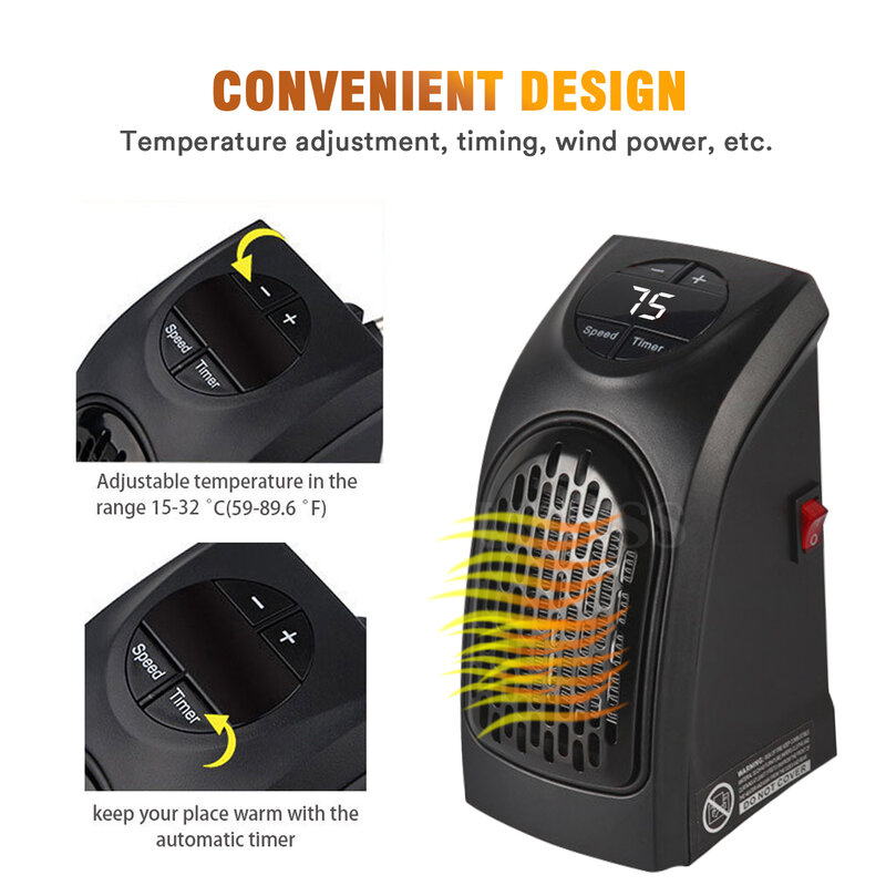 Aquecedor elétrico wall-mounted aquecimento ventilador de ar ventilador doméstico e banheiro aquecedor à prova dwaterproof água equipamentos de inverno mais quente