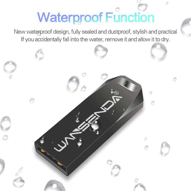 WANSENDA-unidad Flash USB portátil, Pendrive resistente al agua de 8GB, 16GB, 32GB, 64GB, 128GB, 2,0 GB