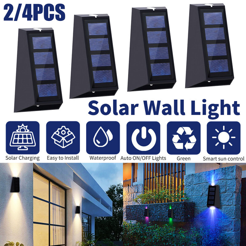 LITOM-lámpara Solar LED para jardín, luces impermeables para camino, pared, valla, balcón, luz Solar